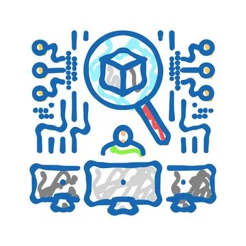 Future focused tech enthusiast icon doodle illustration Illustrazione stock