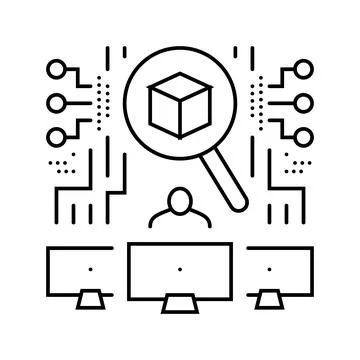 Future focused tech enthusiast line icon vector illustration Stock Illustration