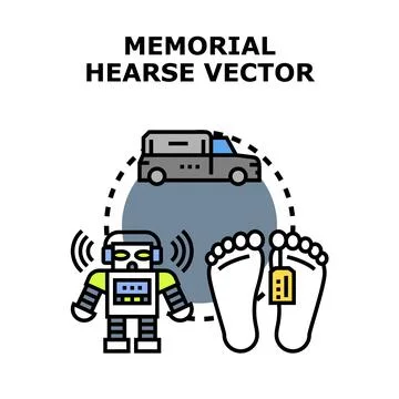 Future funeral service with robot and hearse technologies Stock Illustration