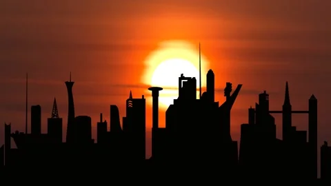 Future Futuristic Science Fiction Sci-Fi Skyline, Stock Footage 236969076