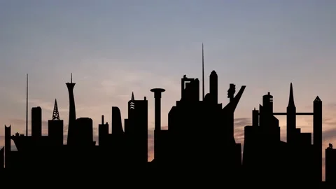 Future Futuristic Science Fiction Sci-Fi Skyline, Stock Footage 238419754