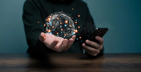 Future Global Communication Network Technology concept, Man hand holding Glob Stock Photos