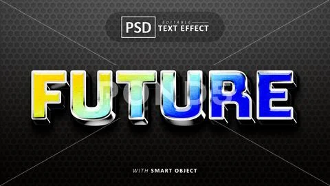 Future gradient 3d text effect editable PSD Template