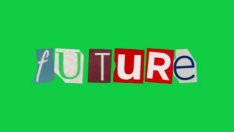 Future graphic text paper cut Stop Motion, magazine collage, ransom note st.. Stock Footage 336824000
