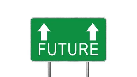 Future Green Road Sign With Direction Arrow Isolated On White Background. Bus Stock Illustration