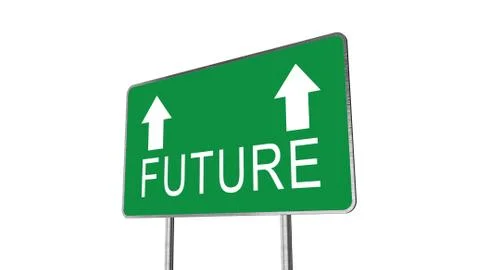 Future Green Road Sign With Direction Arrow Isolated On White Background. Bus Stock Illustration