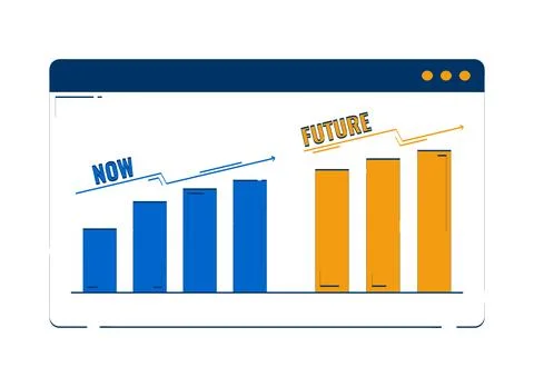 Future growth comparison graph 2D doodle object Illustrazione stock