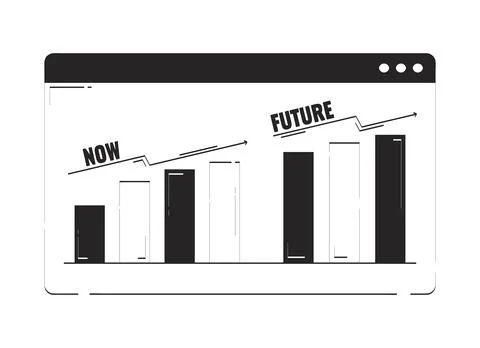 Future growth comparison graph doodle linear object Illustrazione stock