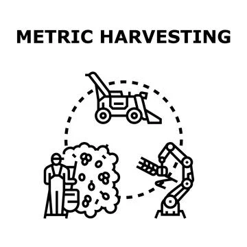 Future harvesting methods, human, robotic, and machine Stock Illustration