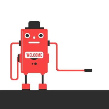 Future has come. Robot worker. Vector flat illustration 스톡 일러스트