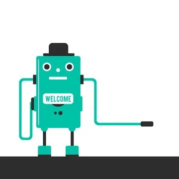 Future has come. Robot worker. Vector flat illustration Stock Illustration