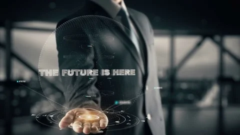 The Future is Here with hologram businessman concept Stock Footage