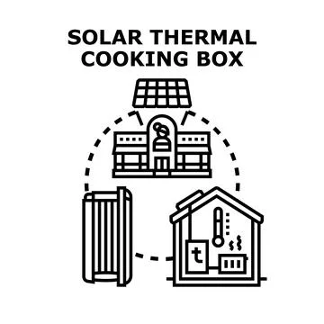 Future home solar thermal cooking energy system Stock Illustration