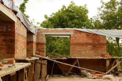Future House Under Construction in Ukraine Stock Photos