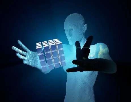 Future Human Technology and Cube, Data Technology Stock Illustration