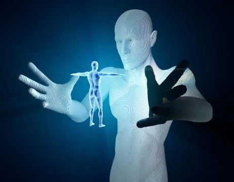 Future Human Technology and Human Body, Artificial Intelligence 스톡 일러스트