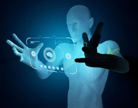 Future human technology and technology icons, data technology Stock Illustration