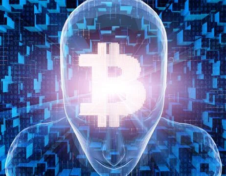 Future Human Technology, Brain and Bitcoin, Intelligent System Illustrazione stock