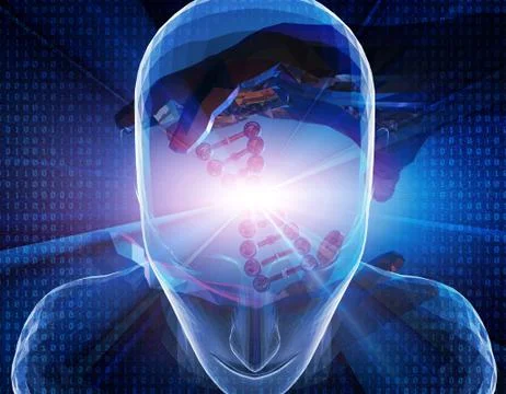 Future human technology, brain and DNA, intelligent system Stock Illustration