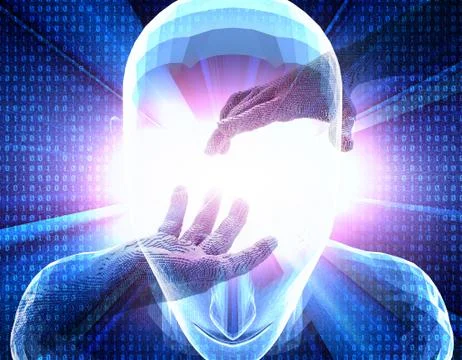 Future human technology, brain and hand, intelligent system Stock Illustration
