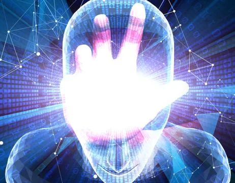 Future human technology, brain and hand, intelligent system Stock Illustration
