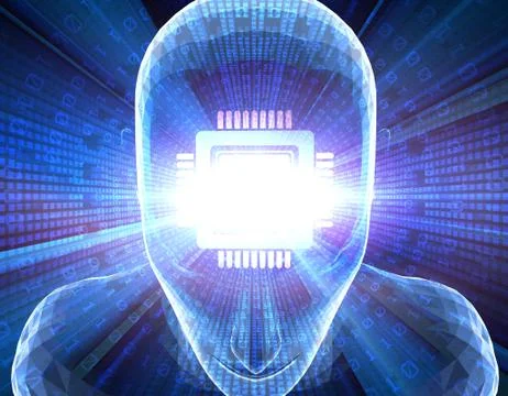 Future human technology, brain and chip, intelligent system Stock Illustration