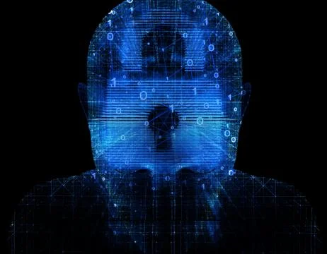 Future human technology, brain and lock, intelligent system Illustrazione stock