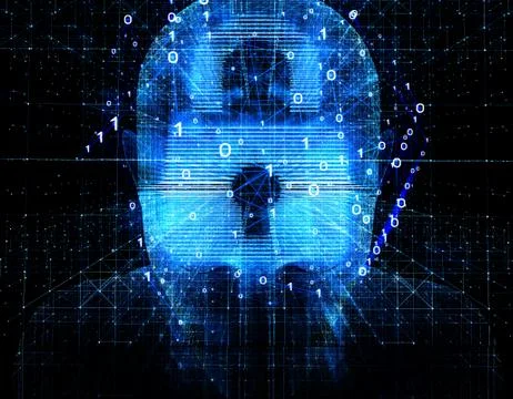 Future human technology, brain and lock, intelligent system Stock Illustration