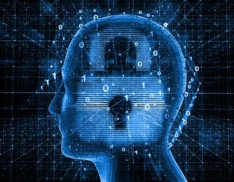 Future human technology, brain and lock, intelligent system Stock Illustration