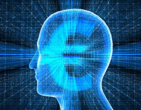 Future Human Technology, Brain and Euro, Intelligent System Illustrazione stock