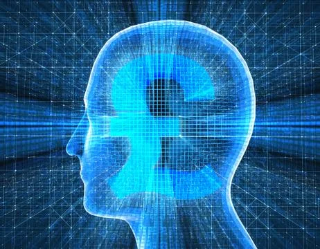 Future human technology, brain and pound, intelligent system Stock Illustration