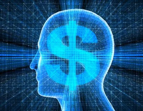 Future human technology, brain and dollar, intelligent system Stock Illustration