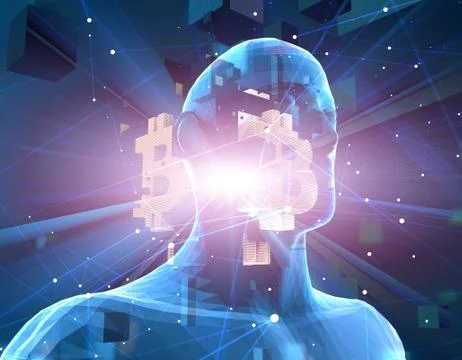Future Human Technology, Brain and Bitcoin, Intelligent System Stock Illustration