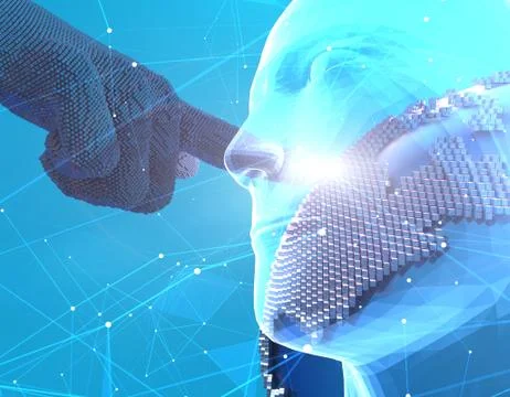 Future human technology, brain and hand, intelligent system Stock Illustration