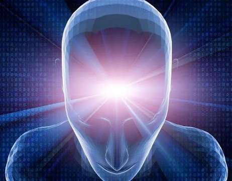 Future human technology, brain, intelligent system Illustrazione stock