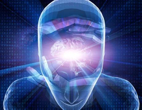 Future human technology, brain, intelligent system Illustrazione stock