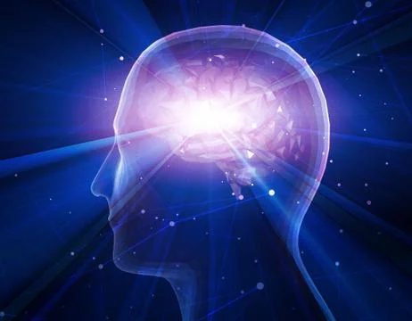 Future human technology, brain, intelligent system Illustrazione stock