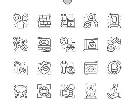 Future industry Well-crafted Pixel Perfect Vector Thin Line Icons Stock Illustration