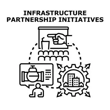 Future infrastructure partnership initiatives developing new projects Stock Illustration