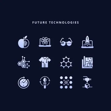 Future innovative technologies icons Stock Illustration