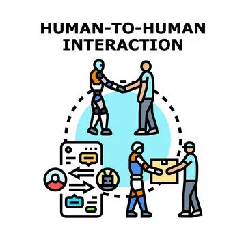 Future interaction combining artificial intelligence and human collaboration イラスト素材