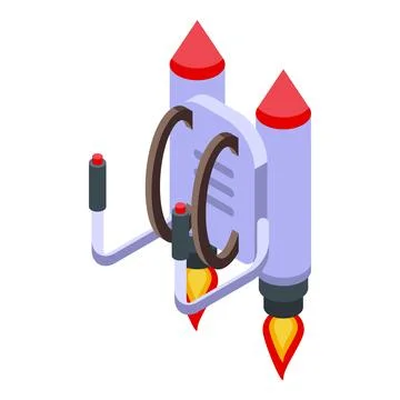 Future jet icon isometric vector. Fire rocket Illustrazione stock