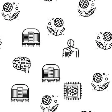 Future Life Devices Vector Seamless Pattern 스톡 일러스트