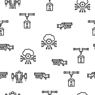 Future Life Devices Vector Seamless Pattern 스톡 일러스트