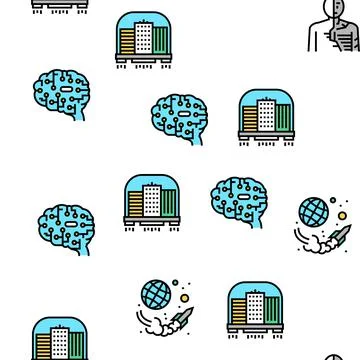 Future Life Devices Vector Seamless Pattern 스톡 일러스트