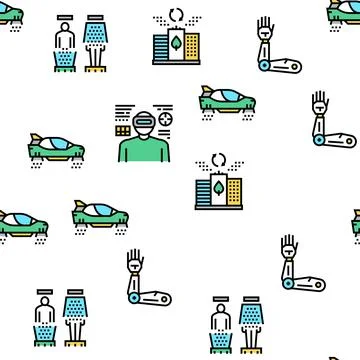Future Life Devices Vector Seamless Pattern 스톡 일러스트