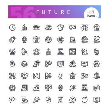 Future Line Icons Set Stock Illustration