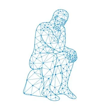 Future Man Thinking Nodes Stock Illustration