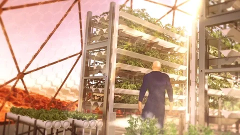 Future Mars Greenhouse 3D Render with Human Видео 74476060