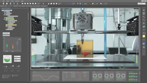 Future Medical Program Interface For 3D Printing Development Of Organs Stock Footage 280009641